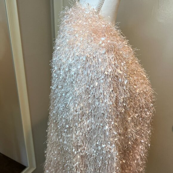 Alfani Silver Peony Pink confetti fringe jacket, Size Medium - Picture 8 of 12